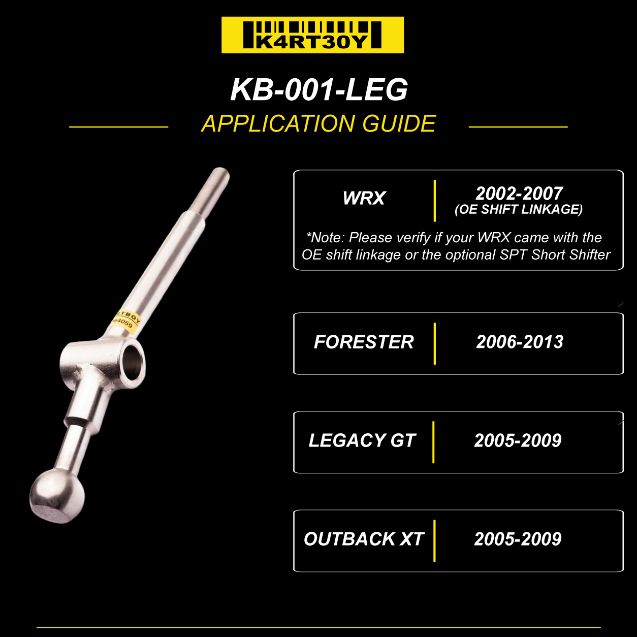 Short Shifter Kit | Subaru WRX (2008-2014), Legacy GT (2005-2009), Outback XT (2005-2009), Forester (2006-2013)